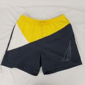 Nautica Men's Swim Trunks Shorts Big Logos L EUC
